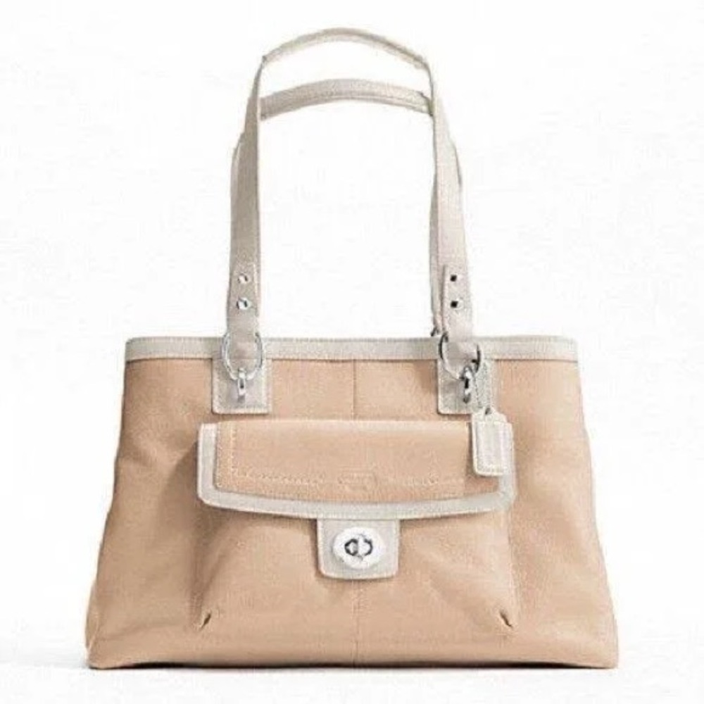 EUC Coach Penelope Carryall Satchel – Beige & Ivory Leather